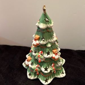 Vintage 1996 Porcelain Christmas Tree Teddy Bears